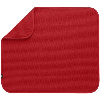 LunaLulinlk Dish Drying Mat, 16” x 18”, Absorbent Microfiber Kitchen Counter Mat, Dish Drying Pad Red