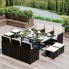Resenkos 11 Pieces Outdoor Dining Set, Outdoor Sectional Furniture, PE Rattan, Cream White - 2 of 4