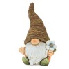 Distressed Garden Gnome Statue with Mushroom and Flower Accent – 16.5"H MGO Figurines (Set of 2) by Melrose - 3 of 4