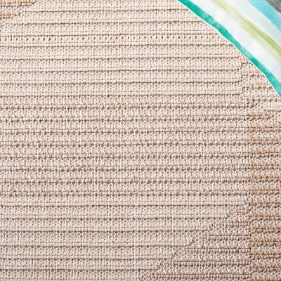 Ivory and Beige Square Synthetic Indoor/Outdoor Rug