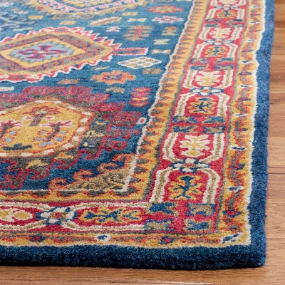 Heritage Navy and Red Hand-Tufted Wool Area Rug 3'x5'