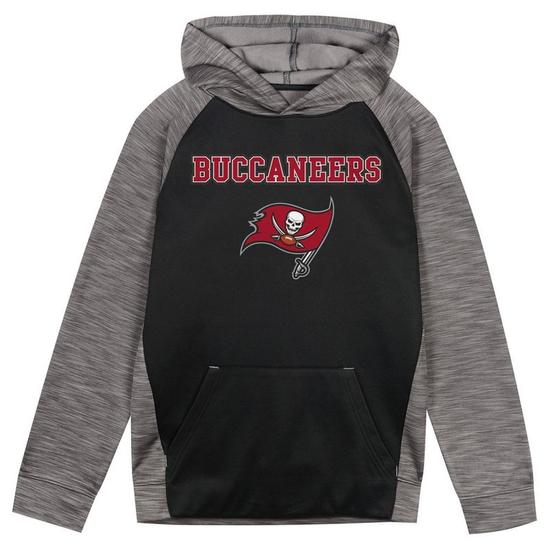 NFL Tampa Bay Buccaneers Boys&#39; Black/Gray Long Sleeve Hooded Sweatshirt, 2 of 4