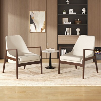 CAVINAS 1PC/2PCS Mid-Century Modern Accent Chair,Solid Wood Frame High Back Armchair,Premium Reading Chair for Living Room,Office