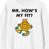 Mr. Men And Little Miss Meme Mr. How's My Fit Crew Neck Long Sleeve White Adult Sweatshirt - 2 of 3