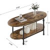 Farmhouse Oval Coffee Table, 2 Tier Center Table with Open Storage, Modern Industrial Tea Table, Wooden Cocktail Table with Metal Frame - 2 of 4