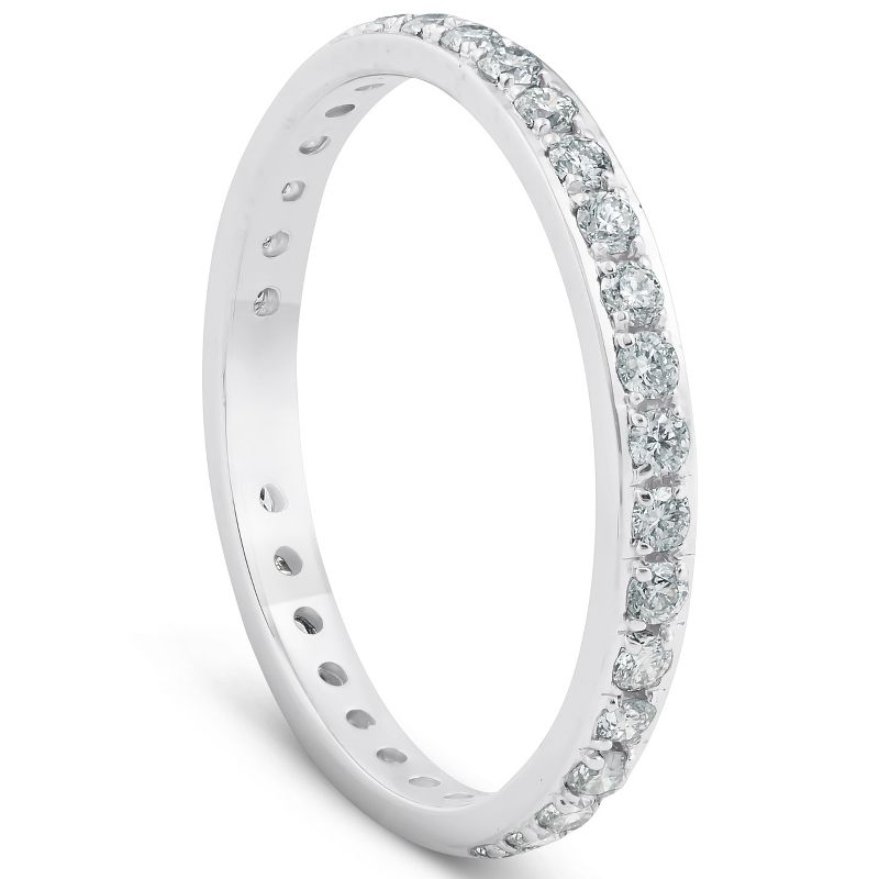 Pompeii3 1/2ct Lab Created Created Diamond Wedding Ring Womens Eternity Band 10k White Gold, 2 of 5