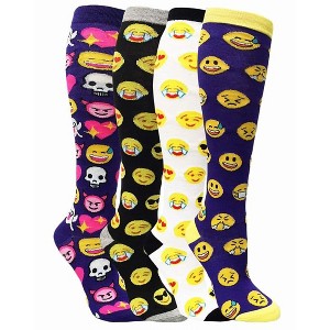 Emoji Face Patterned Knee High Socks from the Sock Panda (Women's Sizes, Adult Medium) - 1 of 4