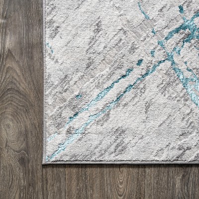 Reversible Abstract Gray Synthetic 4' x 6' Easy-Care Area Rug