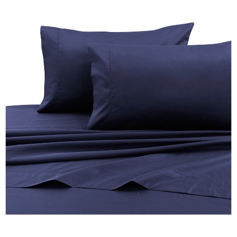 Cotton Sateen Deep Pocket Sheet Set, Navy Blue Queen Bed Sheet Set