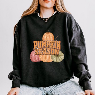 Pumpkin Season Stacked Distressed - Women's Lightweight Garment Dyed Sweatshirt
