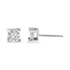 Silver Miracle Set Princess-cut Diamond Solitaire Stud Earrings - 4 of 4