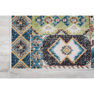 Ivory and Indigo Rectangular Synthetic Area Rug