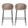 Set of 2 Outdoor Wicker Bar Stools with Armrests and Metal Legs, Counter Height Chairs for Patios, Poolside Bars, or Compact Kitchens-The Pop Home - 3 of 4