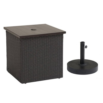 Side Table With Umbrella Hole, Outdoor Umbrella Stand Side Table