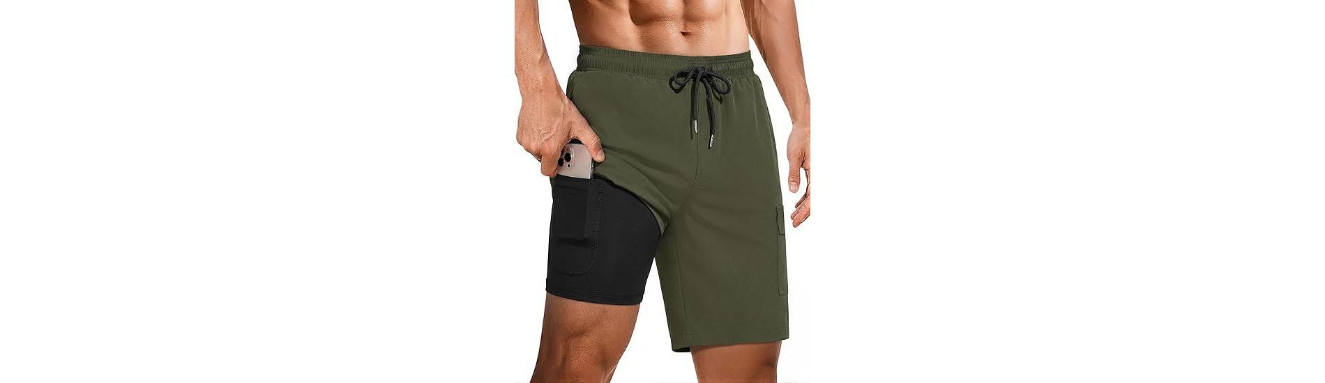 Ekouaer Mens Swim Trunks with Compression Liner 2 in 1 Board Shorts 9 Inch Quick Dry Bathing Suit Swimsuit with Pockets