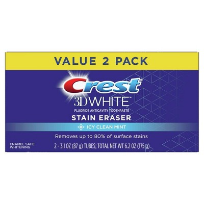 Crest 3D White Stain Eraser Teeth Whitening Toothpaste - Icy Clean Mint - 3.1oz