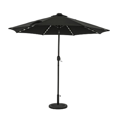 9' Mirage II Fiesta Market Patio Umbrella with Solar LED Tube Lights Black - Island Umbrella