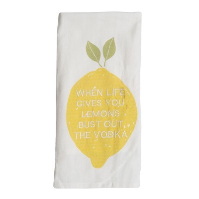 "Life Gives You Lemons" 27 x 18 Inch Embroidered Kitchen Tea Towel - Foreside Home & Garden