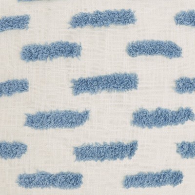 Ocean Blue Cotton Tufted Geometric 18" Throw Pillow