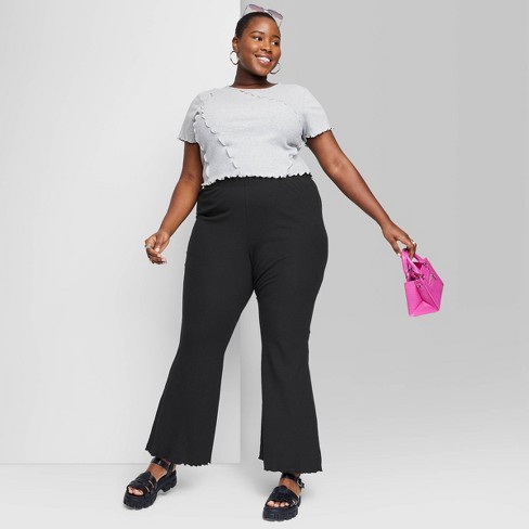 Women's High-waisted Ribbed Flare Leggings - Wild Fable™ Black 4x : Target