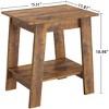 Homhougo Farmhouse Side Table, Set of 2 Small Wooden End Table with 2-Layer Storage Shelves, Sofa Table for Small Space, Easy Assembly, Brown - 2 of 4