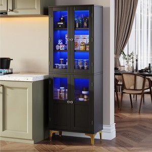 Bestier 65" LED Kitchen Pantry Cabinet with Adjustable Shelves Food Storage and Art Display with Acrylic Doors - 1 of 4