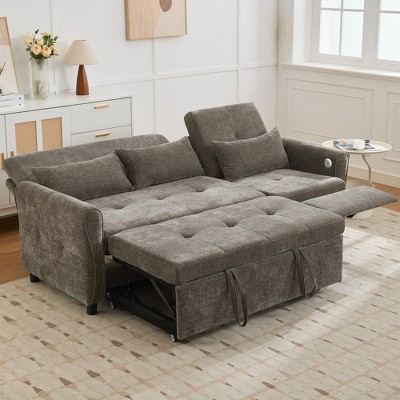 Merax 2-in-1 Three-Seater Sofa with Pull-Out Bed and Reversible Recliner