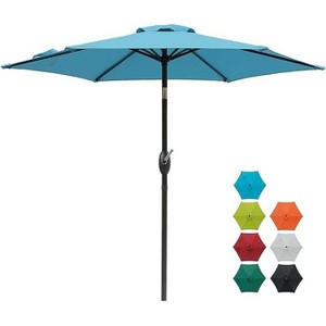 Heynemo 7.5 ft Patio Umbrella Outdoor Market Umbrella Tilt Button and Crank 6 Ribs for Deck Lawn Pool & Backyard - 1 of 4