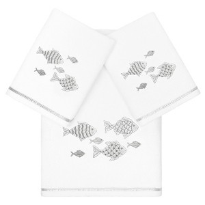Linum Home Textiles 100% Turkish Cotton FIGI Embellished Towel Set - 1 of 4