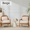 Hrinhom Set of 2 Walnut Wood Lounge Chair,Armchair,Striped Fabric & Rattan Backrest - 2 of 4
