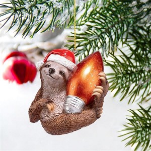 Design Toscano Santa's Holiday Season Sloth Christmas Ornament: Each - 1 of 4