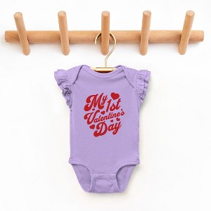 The Juniper Shop First Valentine's Cursive Baby Flutter Sleeve Bodysuit - 1 of 3