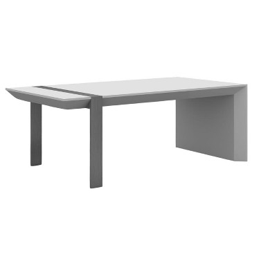 HomeRoots 48" White And Silver Wood And Stainless Steel Coffee Table