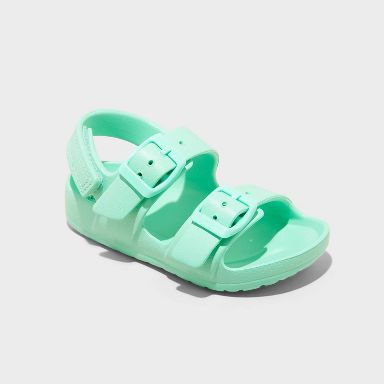 Toddler Ade Blown EVA Sandals - Cat & Jack™ Green 5T: Hook and Loop, Contoured Footbed, Non-Marking Outsole