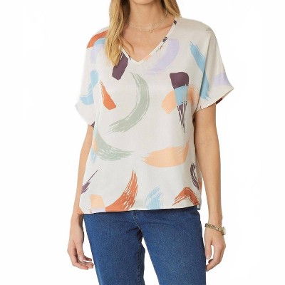 Women's Brushstroke V-neck Top - entro