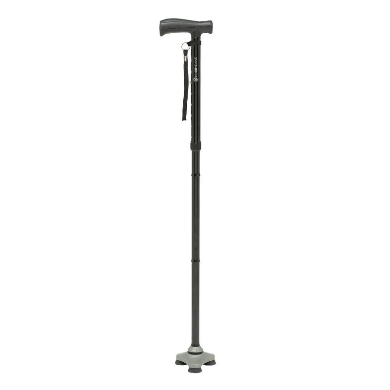 Drive Medical HurryCane Freedom Edition Folding Cane with T Handle, Black, 1 of 9