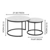 FONTOI 27.6" Round Coffee Table Set of 2 with Metal Frame, Floor Mount Side Table for Living Room Bedroom, White, 27.56"*17.72"*27.56" - 3 of 4