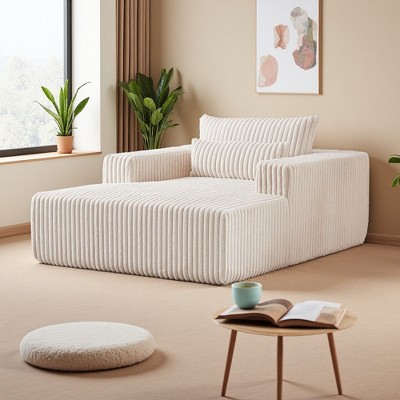 75" Corduroy Lounge Sofa Chair with High-Resilience Sponge & Pillow