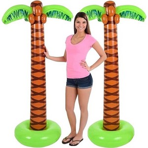 4E's Novelty 2 Pack Giant Inflatable Palm Trees 6 Ft Tall - Tree Blow Up for Tropical Seaside Inflate Trees Party Decorations, Summer Beach Party - 1 of 4