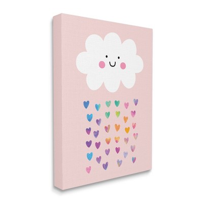 Stupell Industries Raining Rainbow Hearts with Happy Cloud