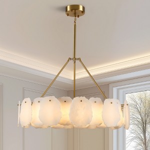 CityFurn LED Drum Chandelier Alabaster Pendant Lights - 1 of 4