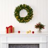 Nearly Natural 24-in Green Pine Artificial Christmas Wreath with 35 Clear LED Lights - 3 of 4