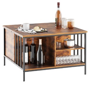 TiramisuBest 31.5" Farmhouse Lift Top Coffee Table with Hidden Storage & 3 Shelves, Adjustable Height Center Table,Black - 1 of 4