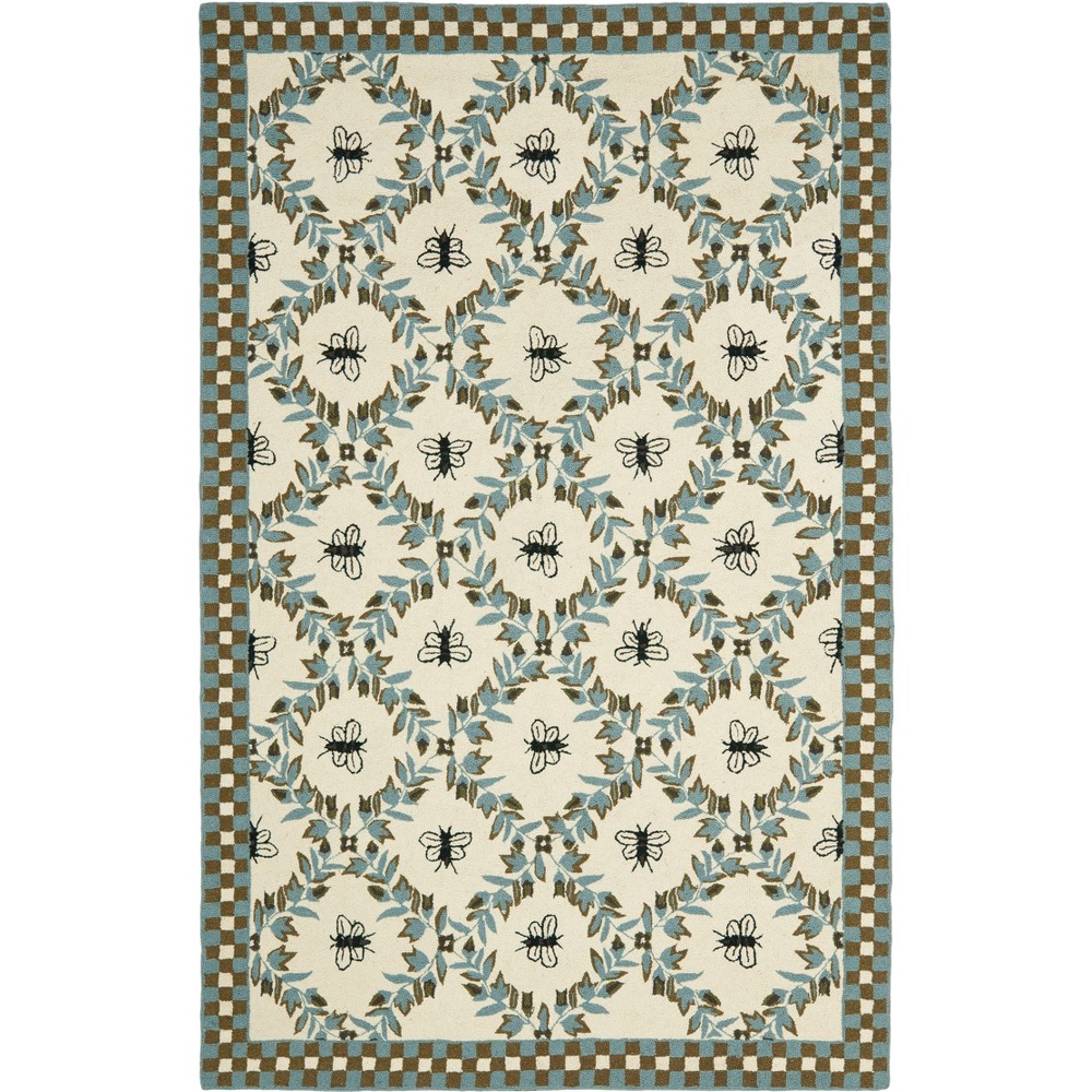 5'3inx8'3in Hooked Tiana Rug Ivory/Blue - Safavieh