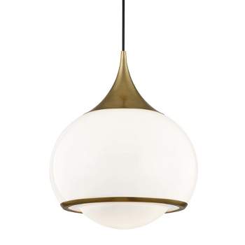 Mitzi Reese 1 - Light Pendant in  Aged Brass Shiny Opal White Glass Shade  Shade