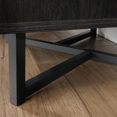 60'' Adjustable Black & Brew Oak Industrial Bookcase with Doors