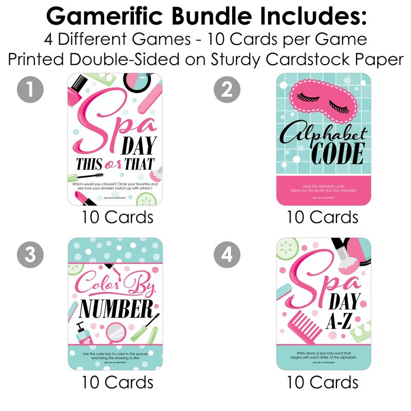 Big Dot of Happiness Spa Day - 4 Girls Makeup Party Games - 10 Cards Each - Gamerific Bundle, 3 of 9