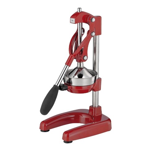 Vollum Manual Fruit Juicer - Commercial Grade, Stainless Steel and Cast  Iron - Non-skid Suction Cup Base - 15.3 - Red