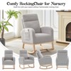 Nursery Rocking Chair with Pocket, High Back Glider Nursing Chair, Rubberwood Accent Armchair for Nursery and Living Room - 4 of 4