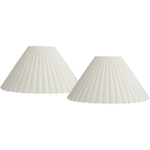 Springcrest Set of 2 Box Pleat Empire Lamp Shades Antique White Large 7" Top x 20.5" Bottom x 10.75" High Spider Harp and Finial - 1 of 4